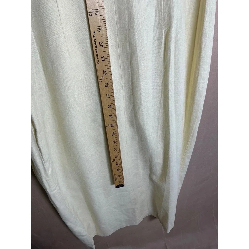 Ultra Dress New York Vintage Linen Blend Frog Closure Wrap Midi Dress Cream Sz 8 - Picture 8 of 10